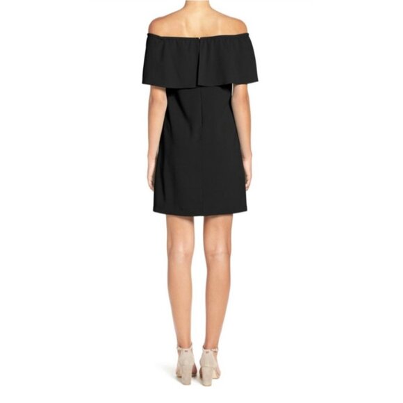NEW Charles Henry Off the Shoulder Ruffle Black Mini Dress - Picture 2 of 6